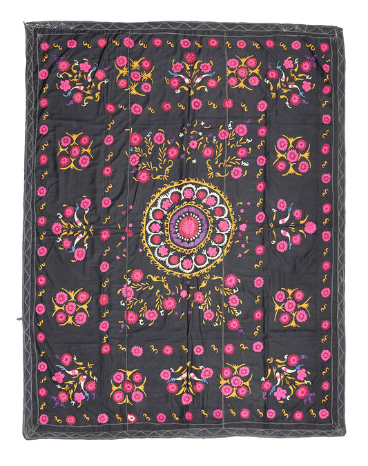8'x9' Vintage Uzbek Embroidered Suzani Panel