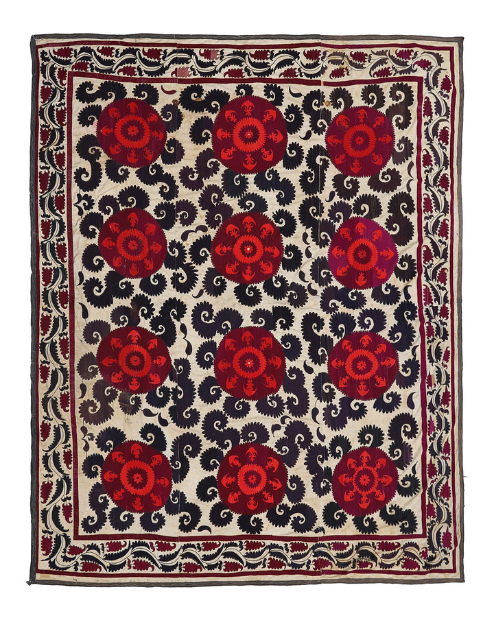 8'x10' Large Vintage Uzbek Suzani Textile