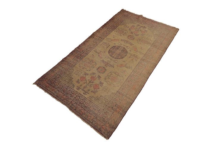 5'x10' Antique Hand-Knotted Samarkand Rug | Khotan Area Rug