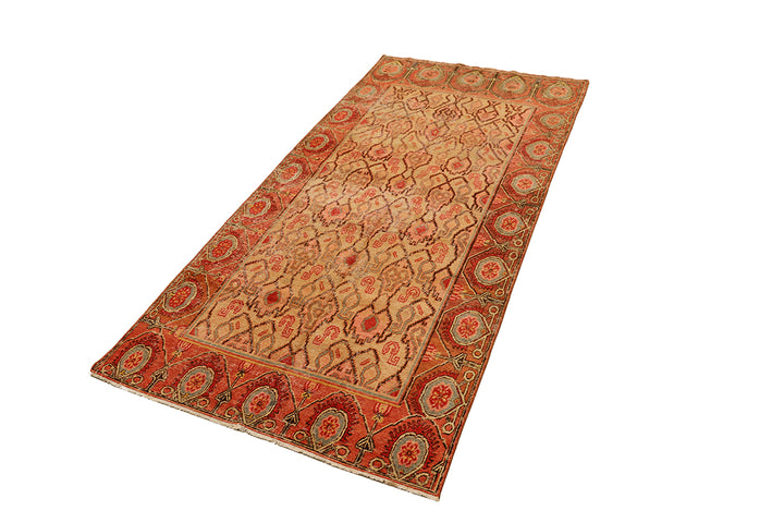 Decorative rug with intricate patterns on a white background