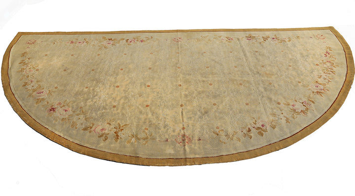 5'x10' Antique French Aubusson Kilim Rug |Half Moon Shape Rug