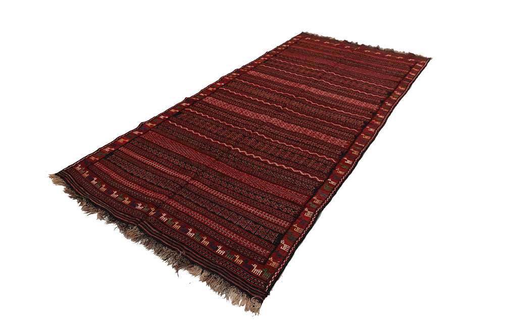 5'x10' Persian Kilim Rug | Handwoven Geometric & Animal Motif | Jewel Tone Luxury