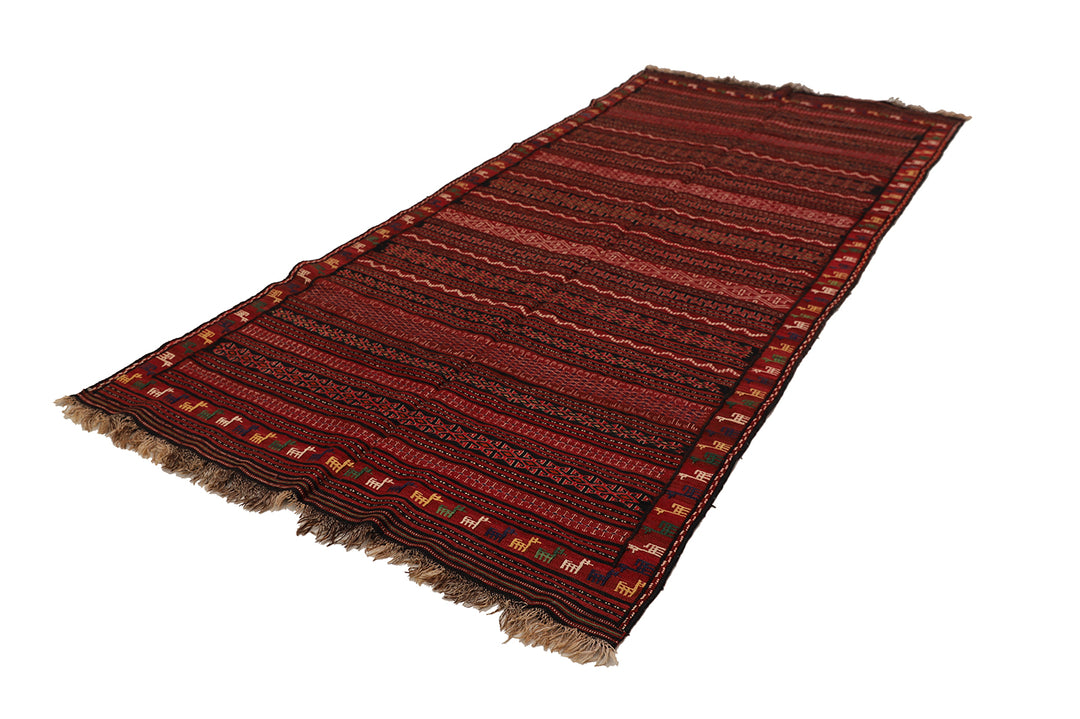 5'x10' Persian Kilim Rug | Handwoven Geometric & Animal Motif | Jewel Tone Luxury