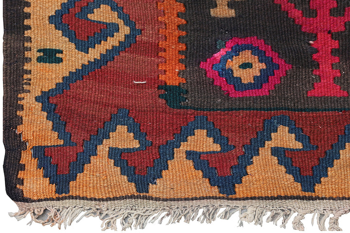 5'x12' Vintage Tribal Kilim | Geometric Flatweave Kilim Rug