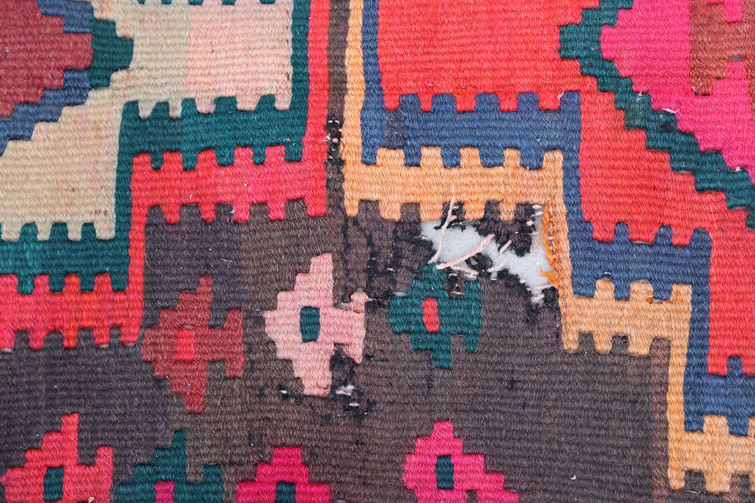 5'x12' Vintage Tribal Kilim | Geometric Flatweave Kilim Rug