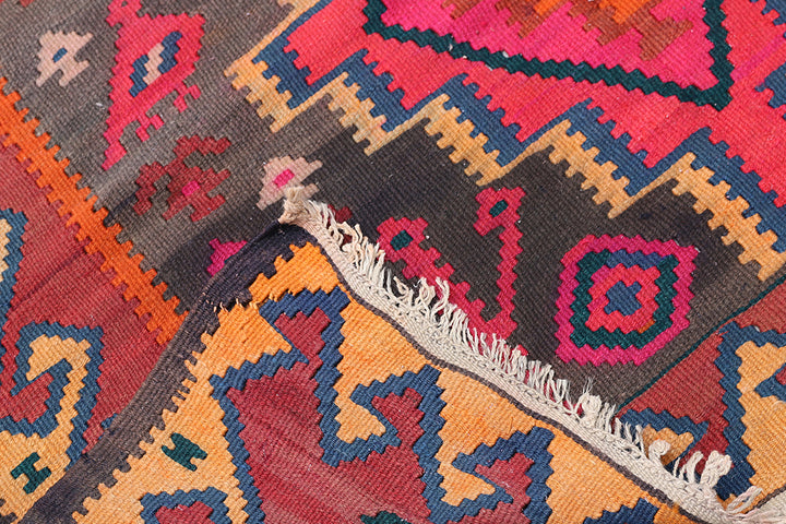 5'x12' Vintage Tribal Kilim | Geometric Flatweave Kilim Rug
