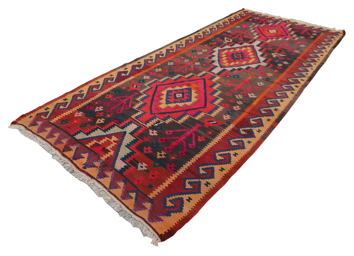 5'x12' Vintage Tribal Kilim | Geometric Flatweave Kilim Rug
