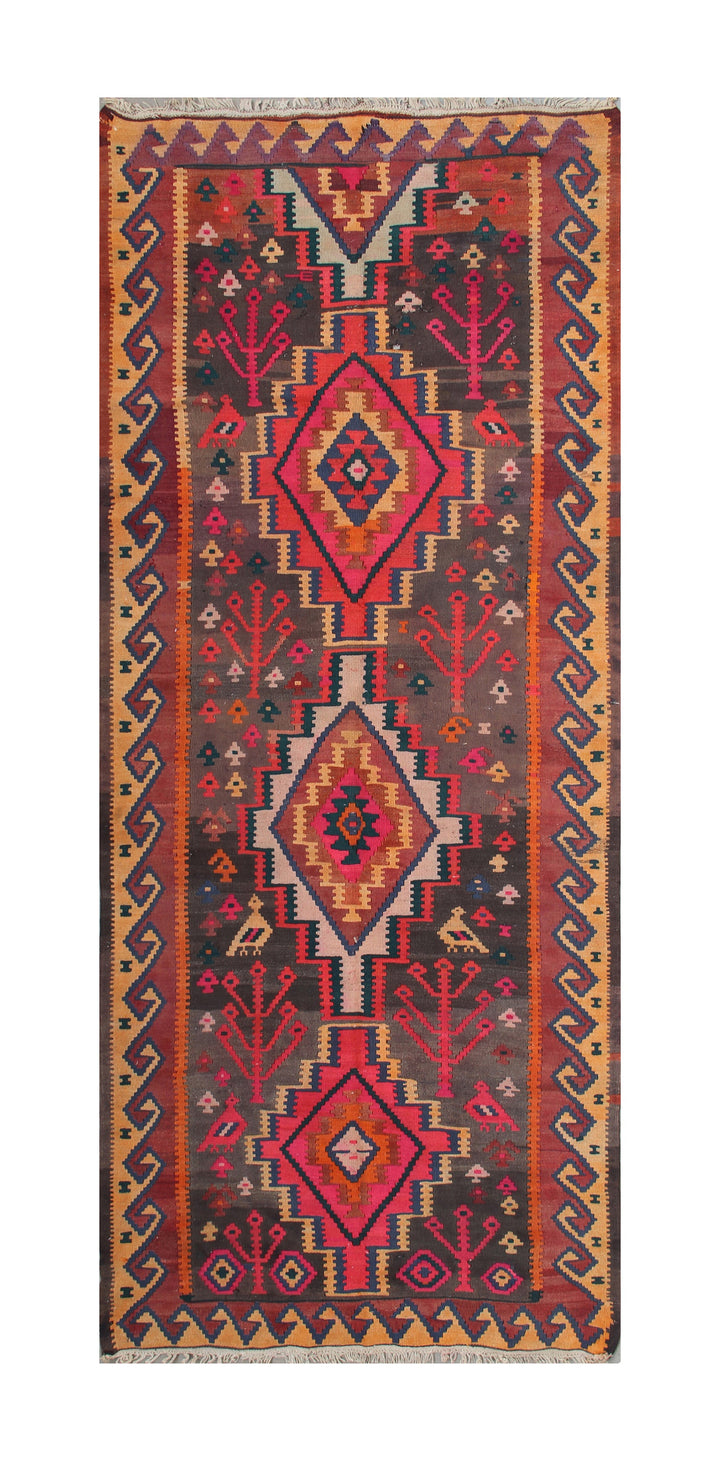 5'x12' Vintage Tribal Kilim | Geometric Flatweave Kilim Rug