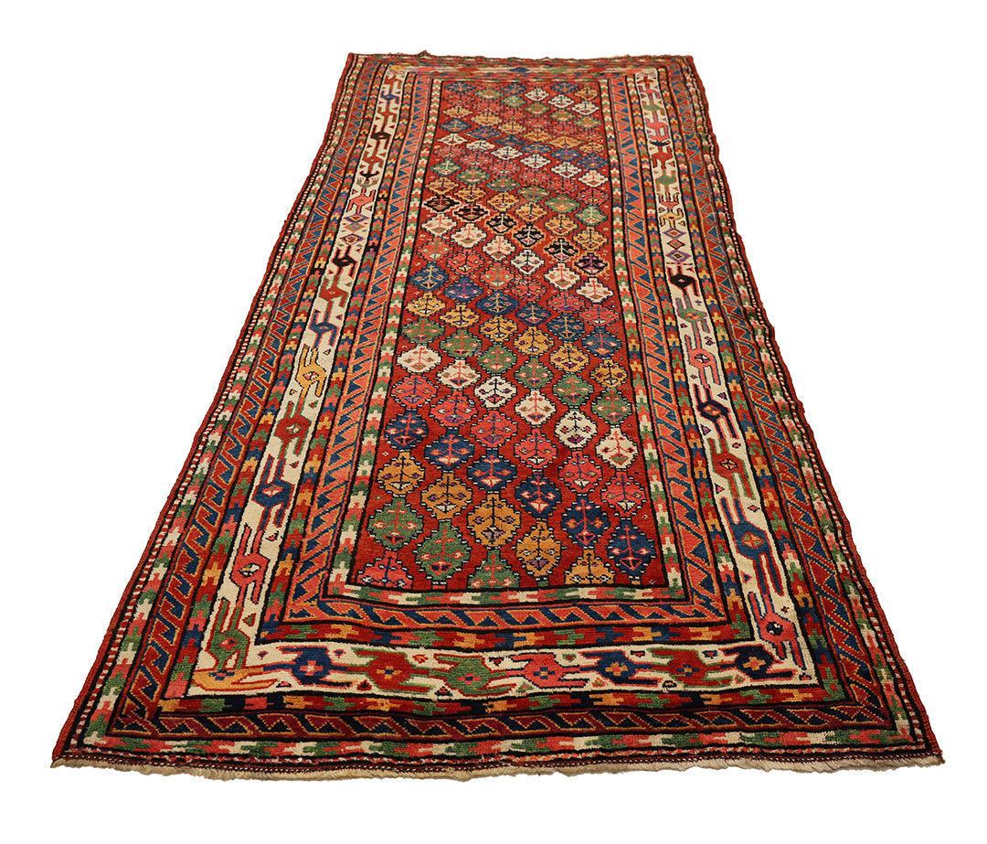 5'x13' Persian Kurdish Tribal Geometric Rug | Hand-Knotted Wool | Women Weavers