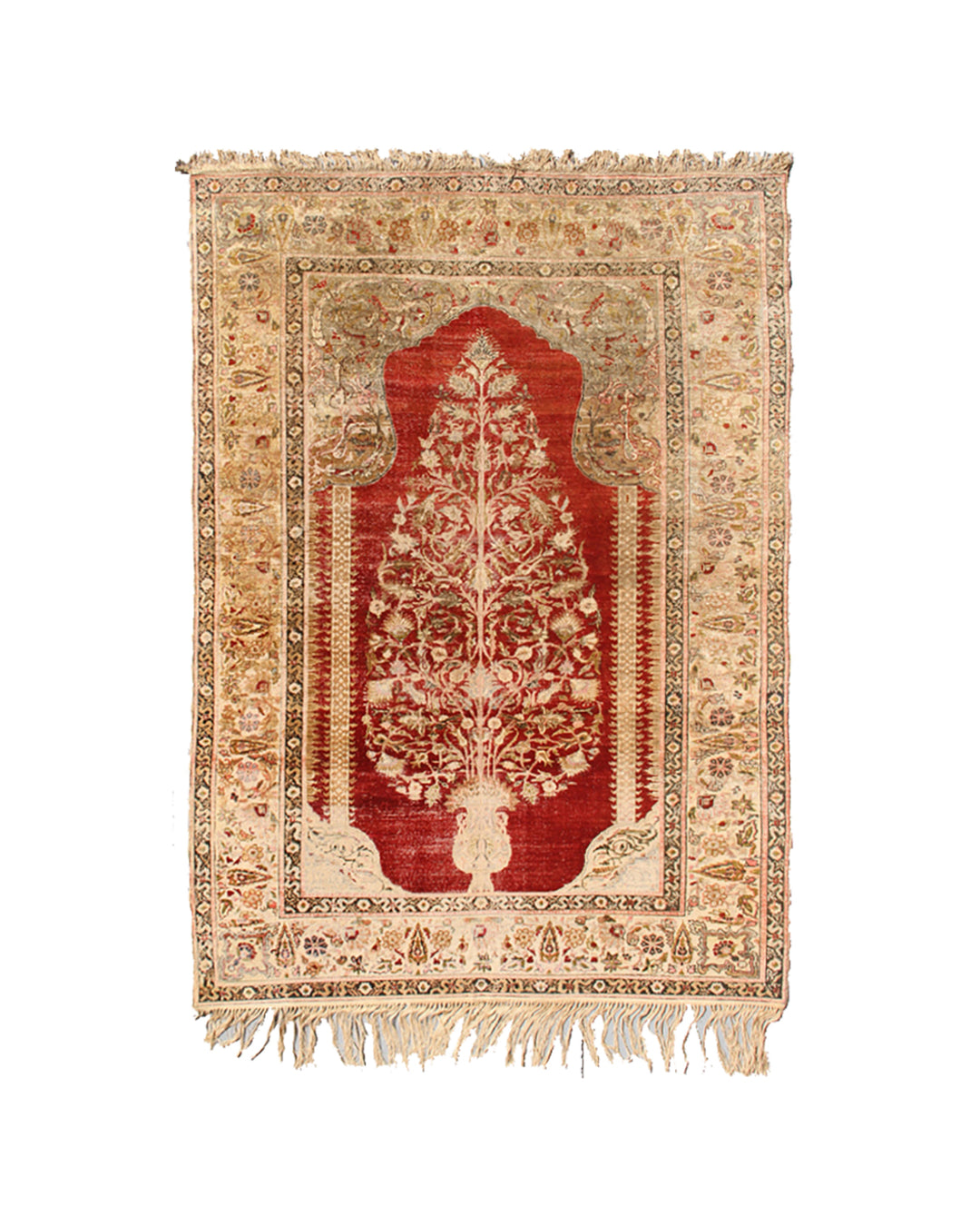 Rare Antique Kayseri Silk Prayer Rug – Ottoman-Era Masterpiece