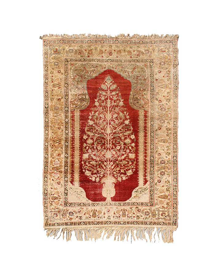 Rare Antique Kayseri Silk Prayer Rug – Ottoman-Era Masterpiece