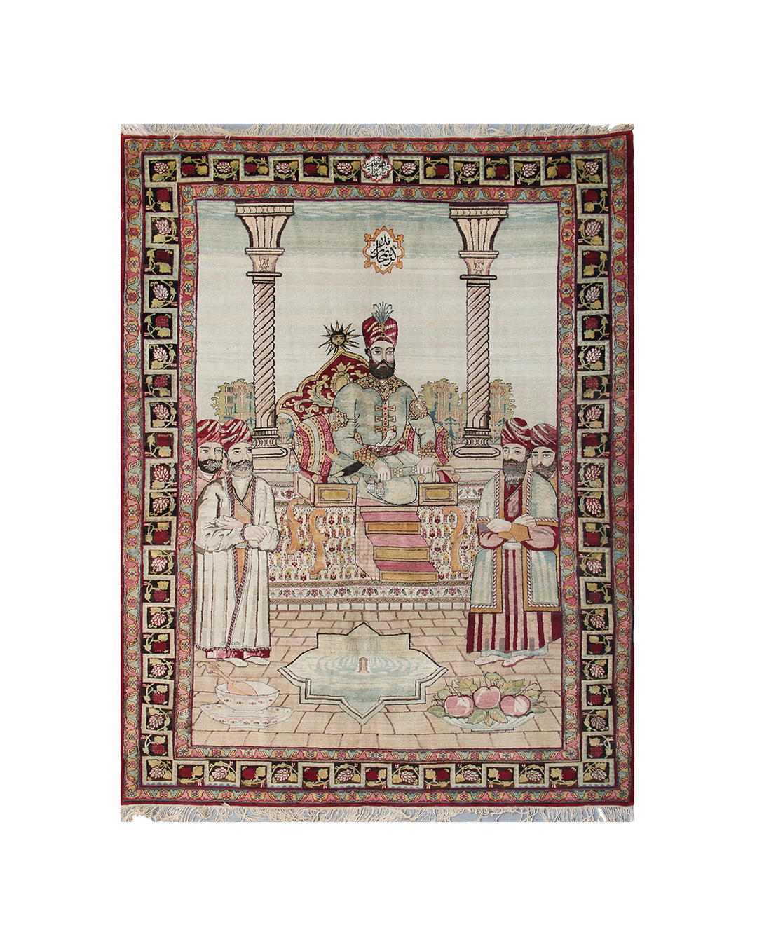 5'x7' Antique Persian Rug | Pictorial Kerman Wool Area Rug