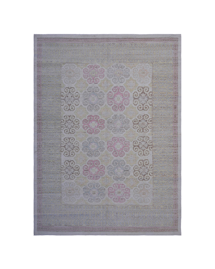 5x7 Ariana Samarkand Khotan Geometric Ivory Pink Blue Rug