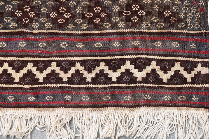 5'x7' Vintage Afshari Persian Kilim Rug - Organic Wool, Hand-Woven