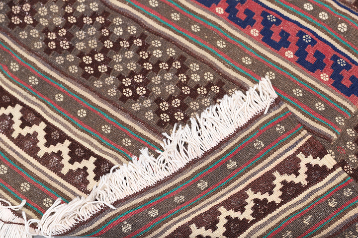 5'x7' Vintage Afshari Persian Kilim Rug - Organic Wool, Hand-Woven