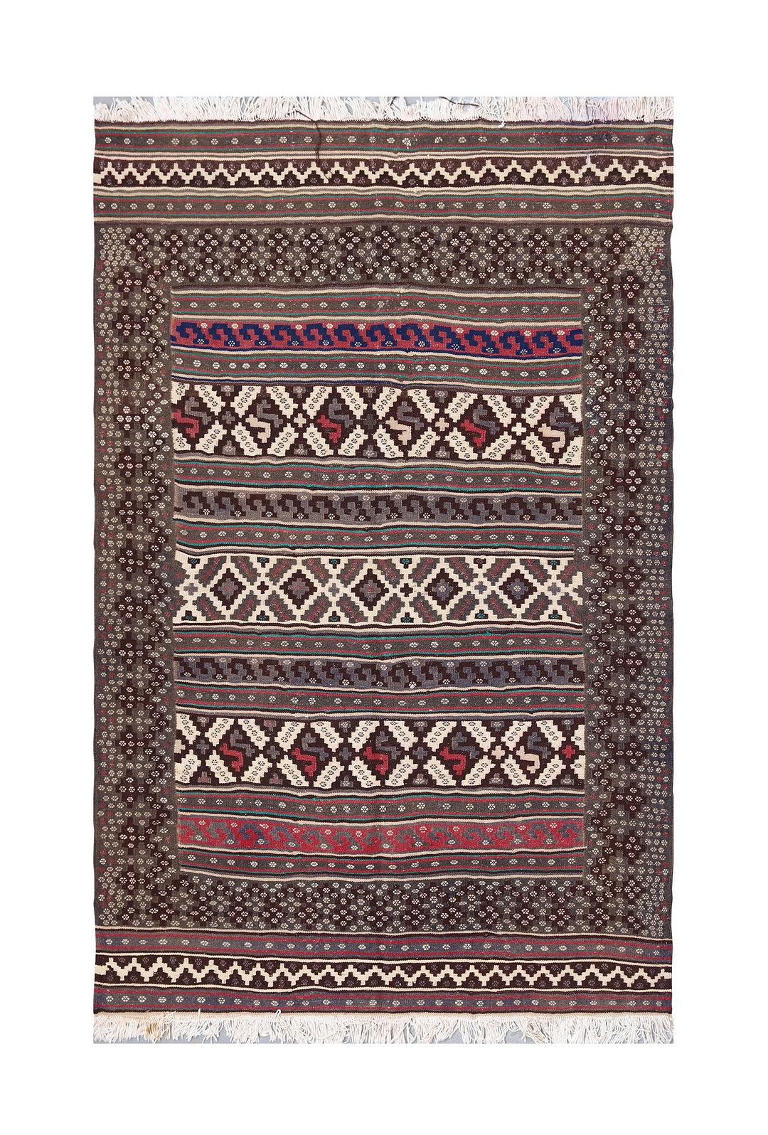 5'x7' Vintage Afshari Persian Kilim Rug - Organic Wool, Hand-Woven