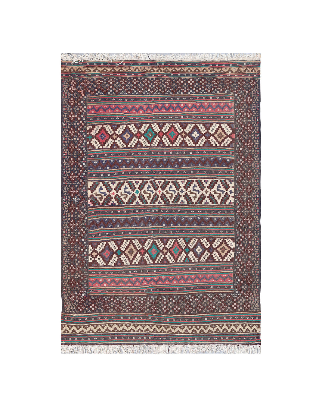 5'x7' Vintage Afshari Persian Kilim Rug - Organic Wool, Hand-Woven