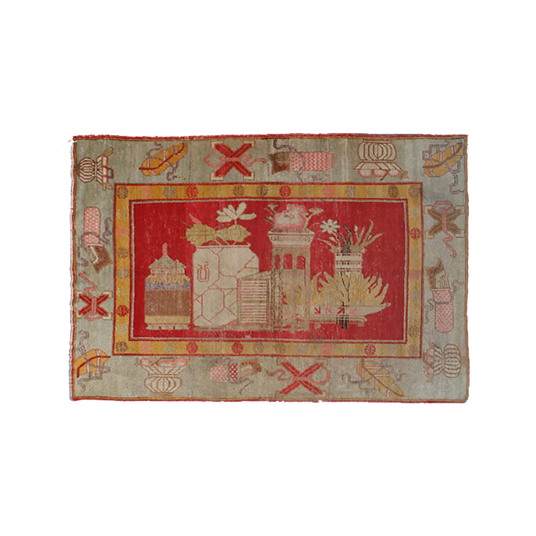 5'x7' Vintage Wool Rug | Samarkand | Yarkand Wool Rug