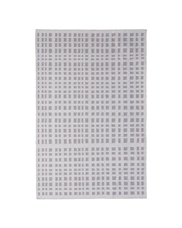 5'x7' White and Move Grid Design Fine Handwoven Ariana Outdoor Kilim