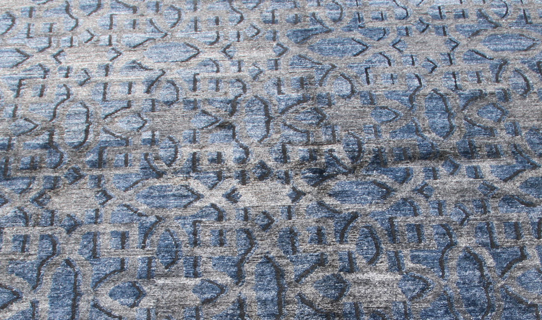 5'x8' Ariana Modern Hand-Knotted Rug – Rich Dark Blue Wool & Viscose