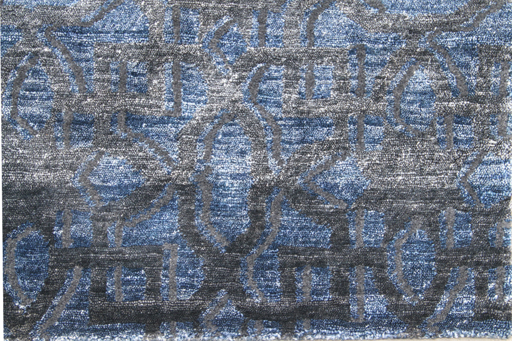 5'x8' Ariana Modern Hand-Knotted Rug – Rich Dark Blue Wool & Viscose