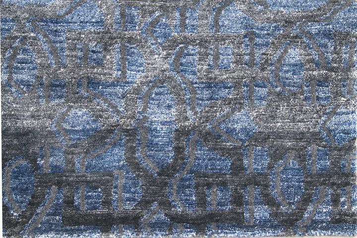 5'x8' Ariana Modern Hand-Knotted Rug – Rich Dark Blue Wool & Viscose