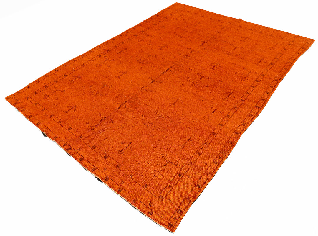 5'x8' Orange Persian Tabriz Ariana Overdyed Rug | Hand-Knotted Wool Area Rug