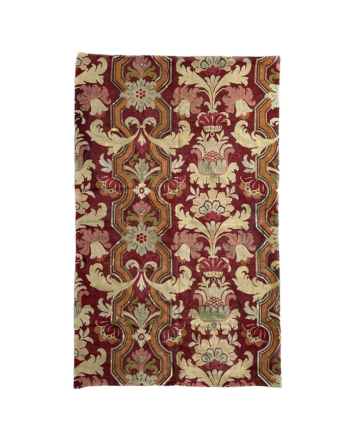 5'x8' Rare Antique French Aubusson Fragment Wool & Metal Treads Rug