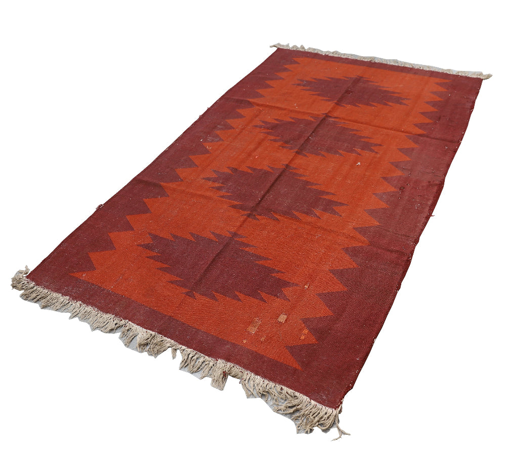 5'x8' Tribal Kilim | Terracotta | Geometric Design Rug