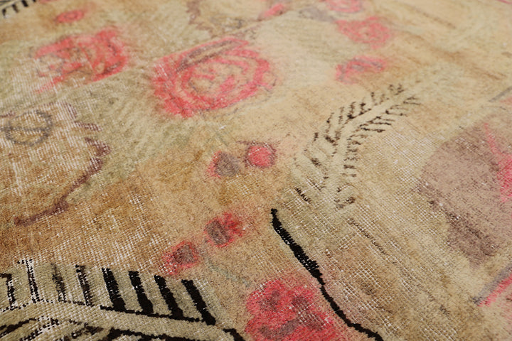5'x8' Vintage Antique Samarkand Area Rug| Pink Floral Rug