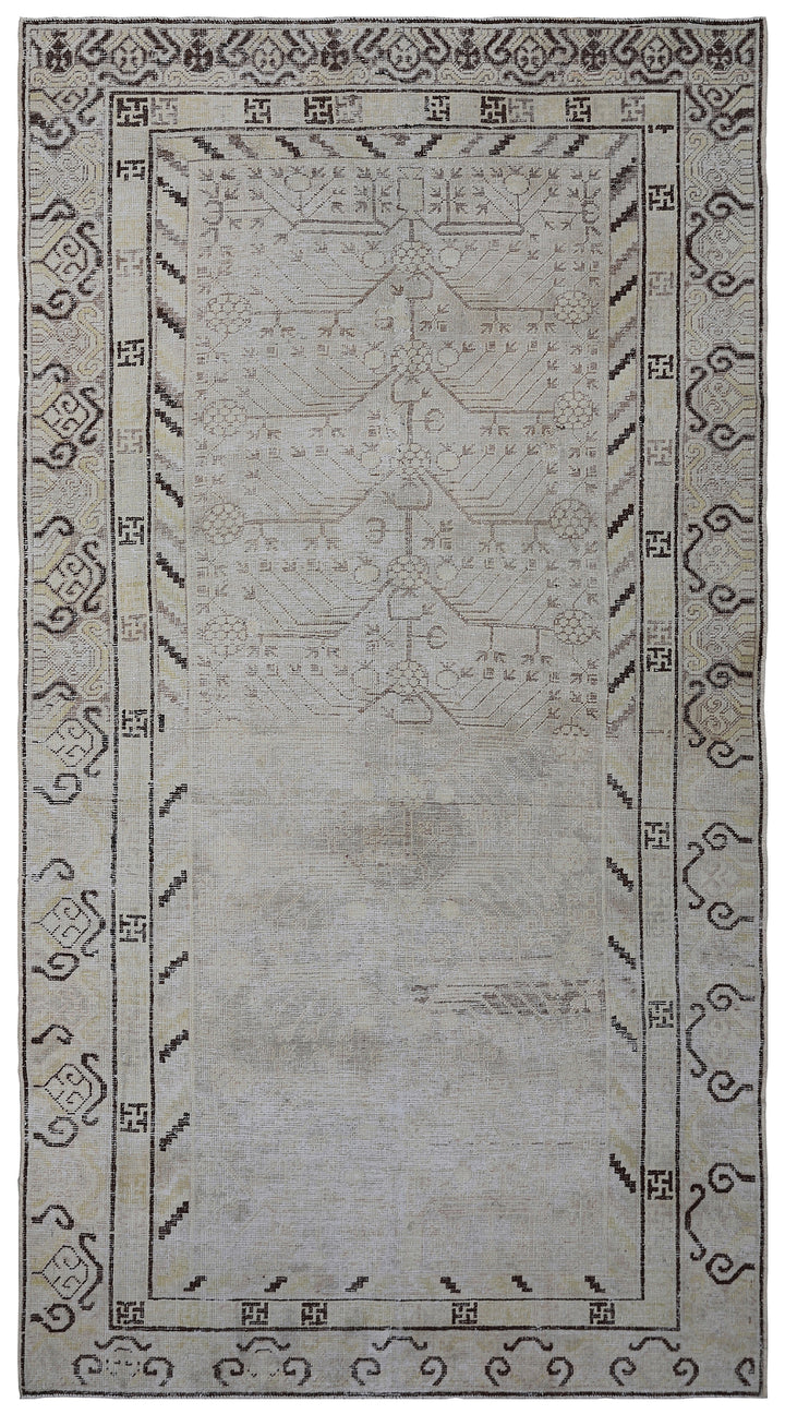 5'x8' Vintage Samarkand Rug | Soft Blue & Brown Area Rug