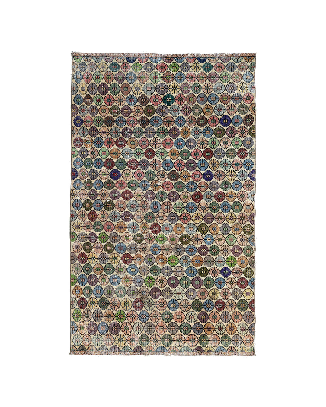 5'x8' Vintage Turkish Hand-Knotted Floral Wool Rug