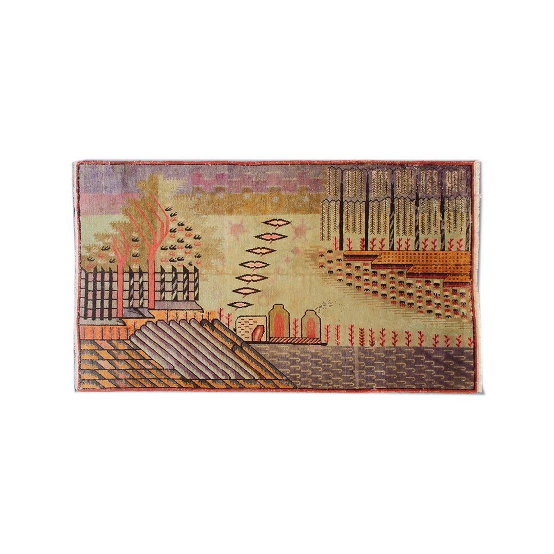 5'x9' Vintage Khotan / Samarkand (Yarkand) Rug | Landscape Design Rug