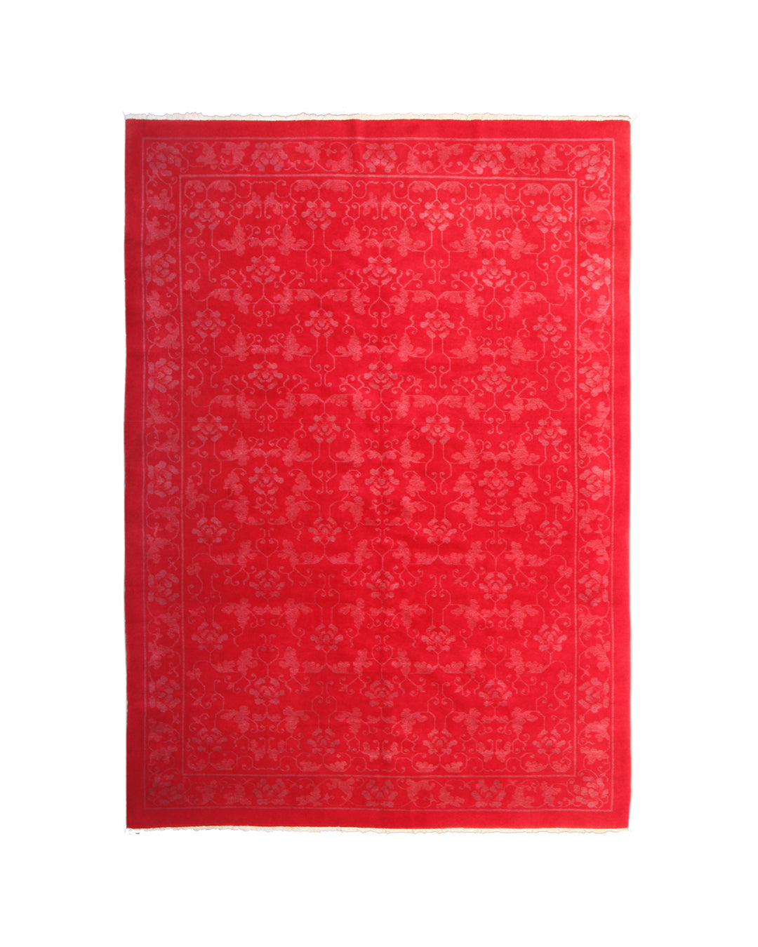 6' x 8' Red Chinese Floral Rug Hand-Knotted Wool Rug