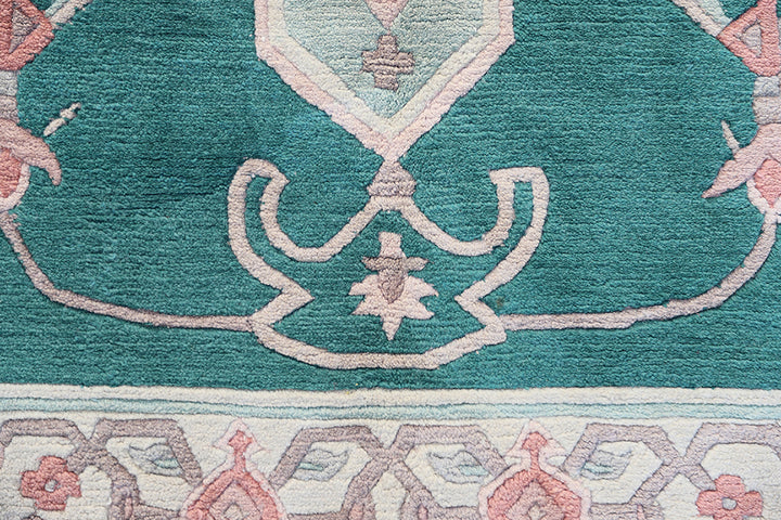 6' x 9' Tibetan Art Deco Geometric Rug Hand-Knotted Wool Rug