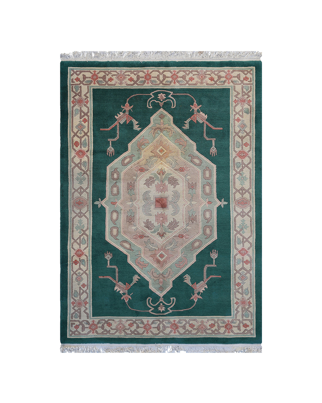 6' x 9' Tibetan Art Deco Geometric Rug Hand-Knotted Wool Rug