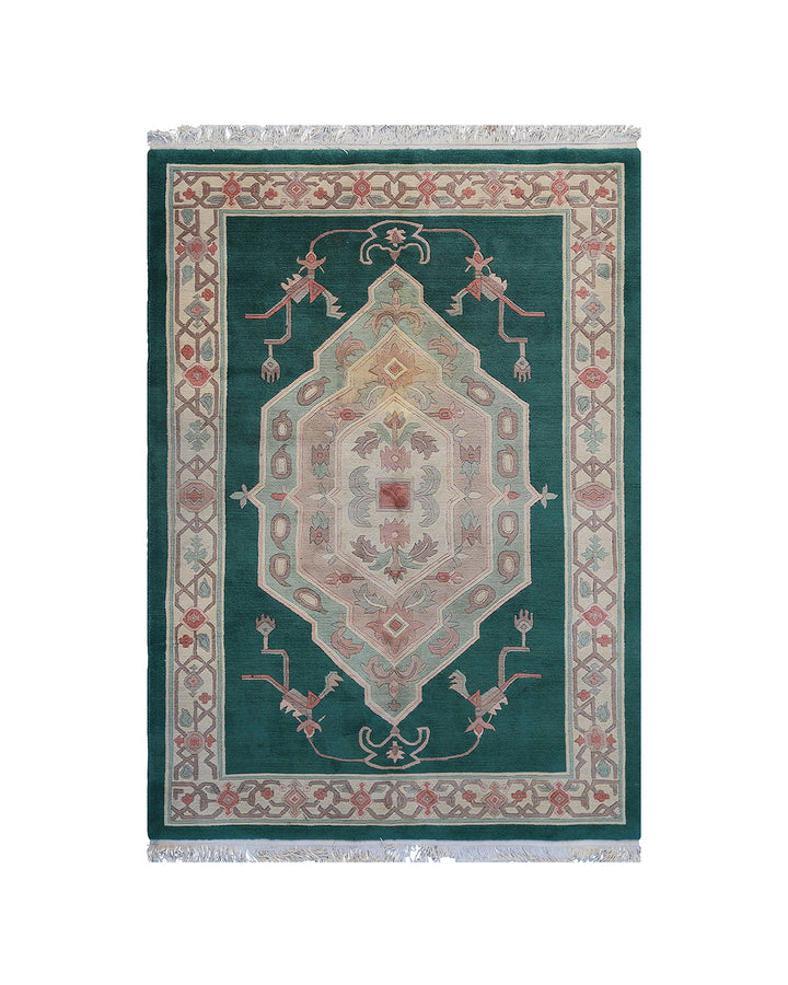 6' x 9' Tibetan Art Deco Geometric Rug Hand-Knotted Wool Rug