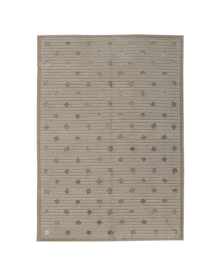 6' x 9' Wool & Silk Tibetan Geometric Rug Hand-Woven Modern Rug