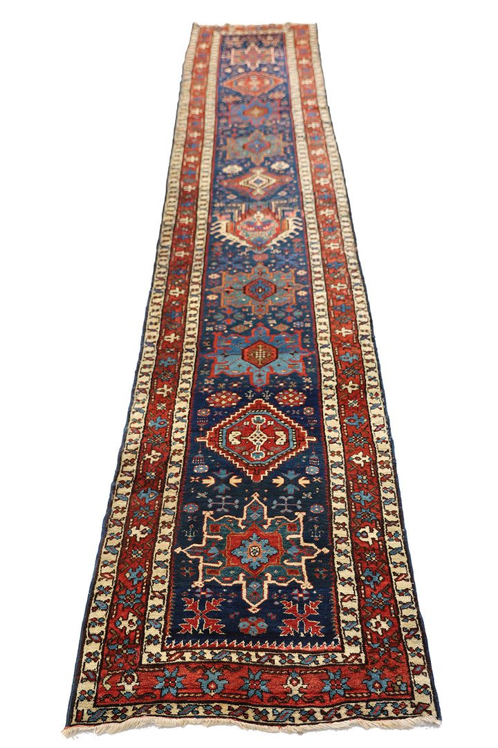 3'x16' Antique North-West Persian Runner Rug | Geometric Design