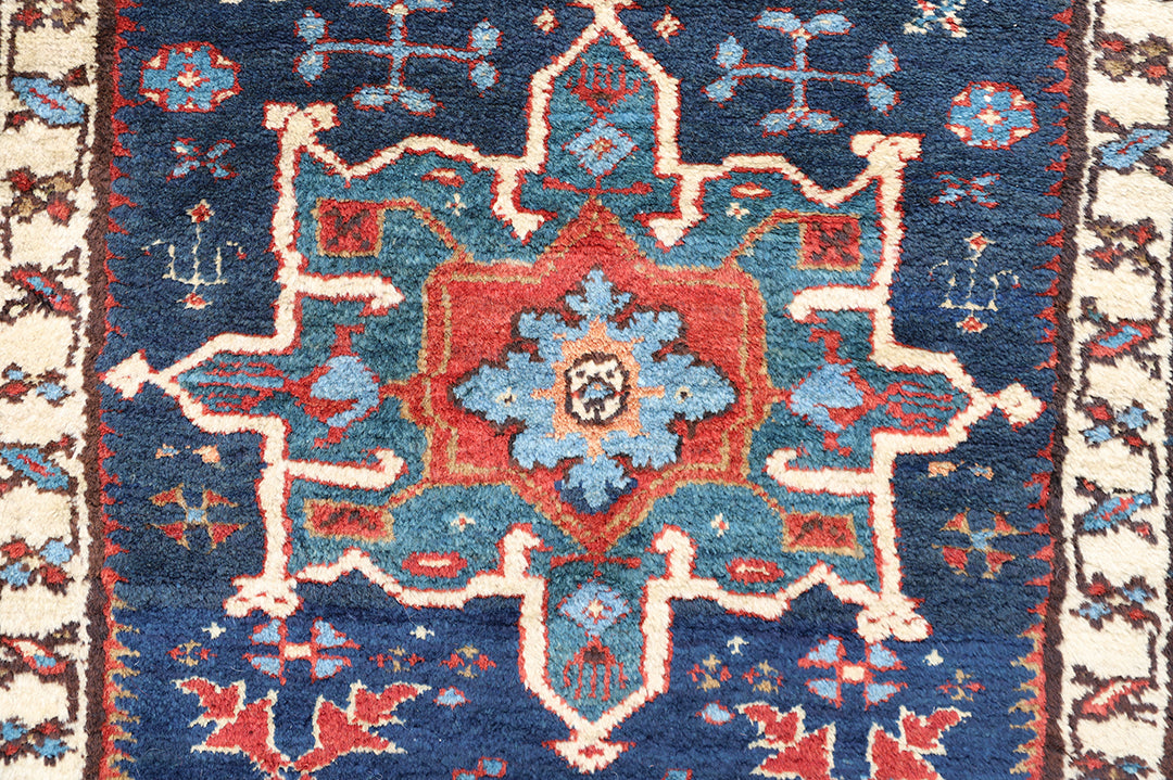 3'x16' Antique North-West Persian Runner Rug | Geometric Design