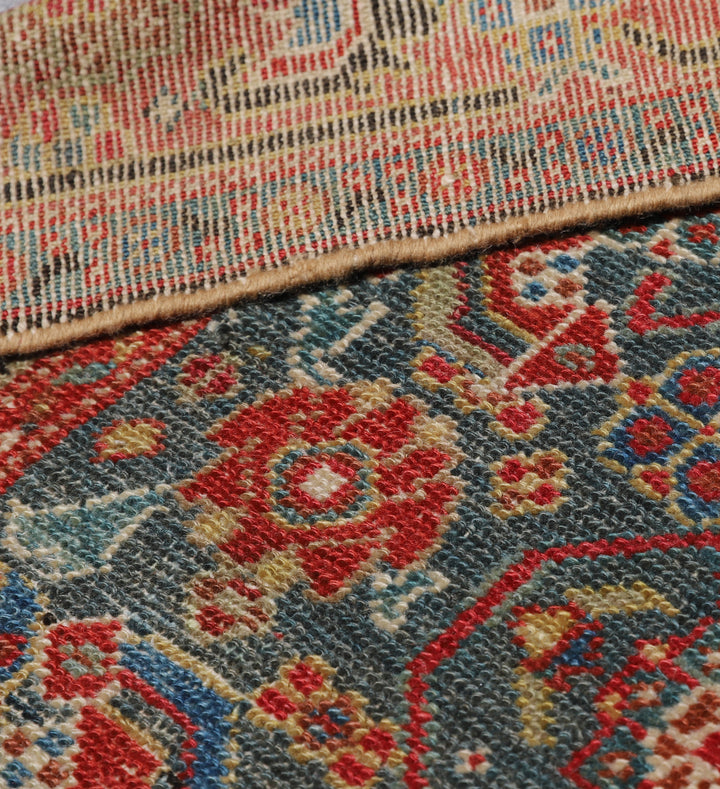 4'x15' Rare Teal Blue and Red Antique Persian Malayer Runner Rug