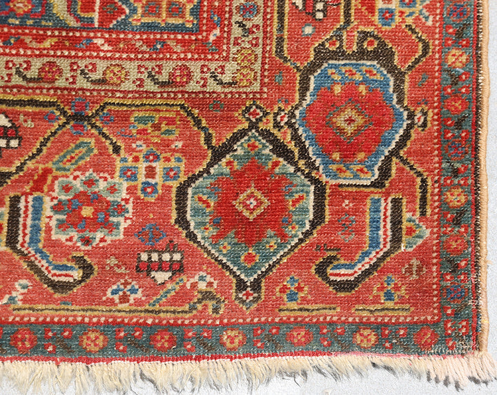 4'x15' Rare Teal Blue and Red Antique Persian Malayer Runner Rug