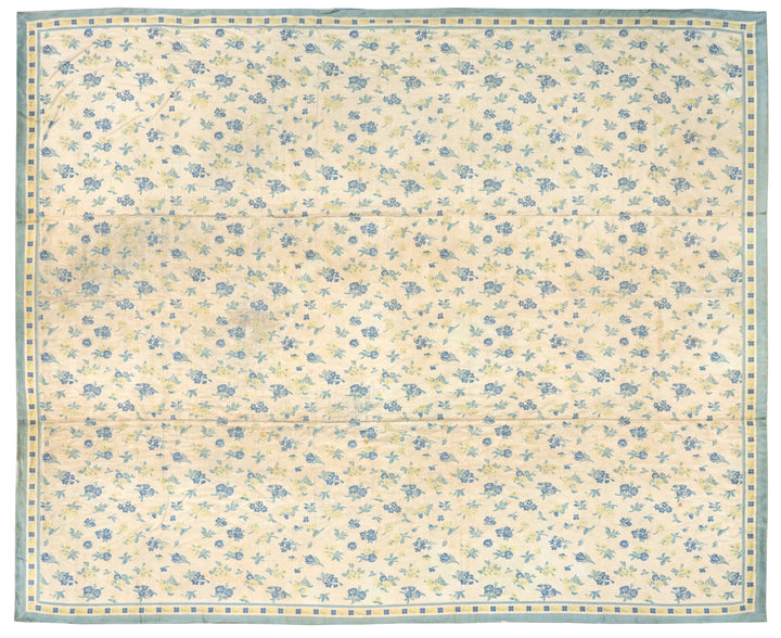 Antique European Floral Blue Area Rug – 13' x 14'5"