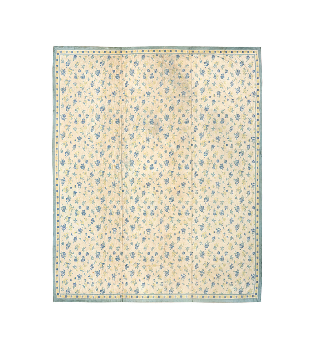 Antique European Floral Blue Area Rug – 13' x 14'5"