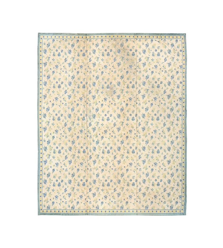Antique European Floral Blue Area Rug – 13' x 14'5"