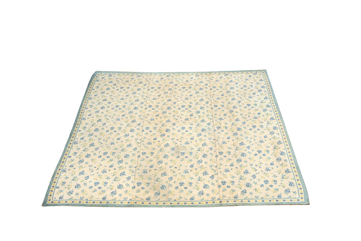Antique European Floral Blue Area Rug – 13' x 14'5"