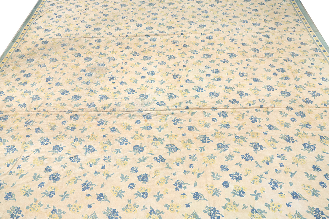 Antique European Floral Blue Area Rug – 13' x 14'5"