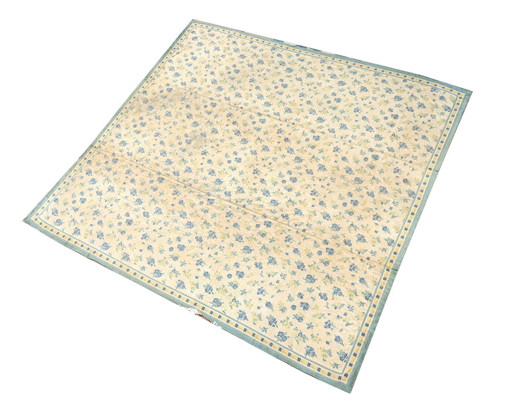 Antique European Floral Blue Area Rug – 13' x 14'5"