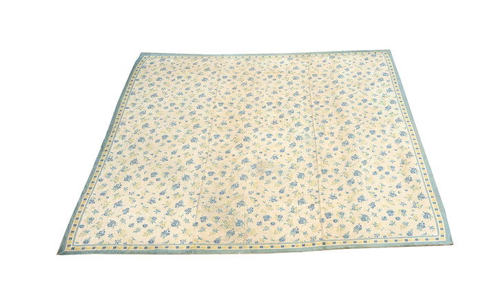 Antique European Floral Blue Area Rug – 13' x 14'5"