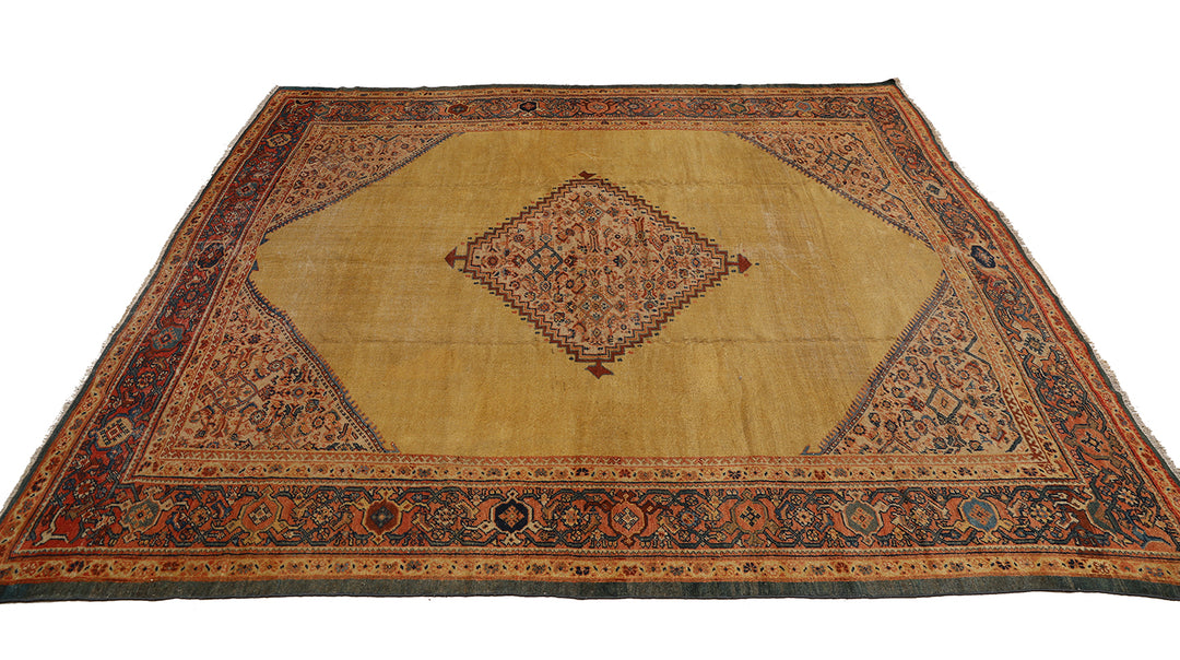 10'x12' Antique Persian Sultanabad Rug | Gold Medallion | Luxury